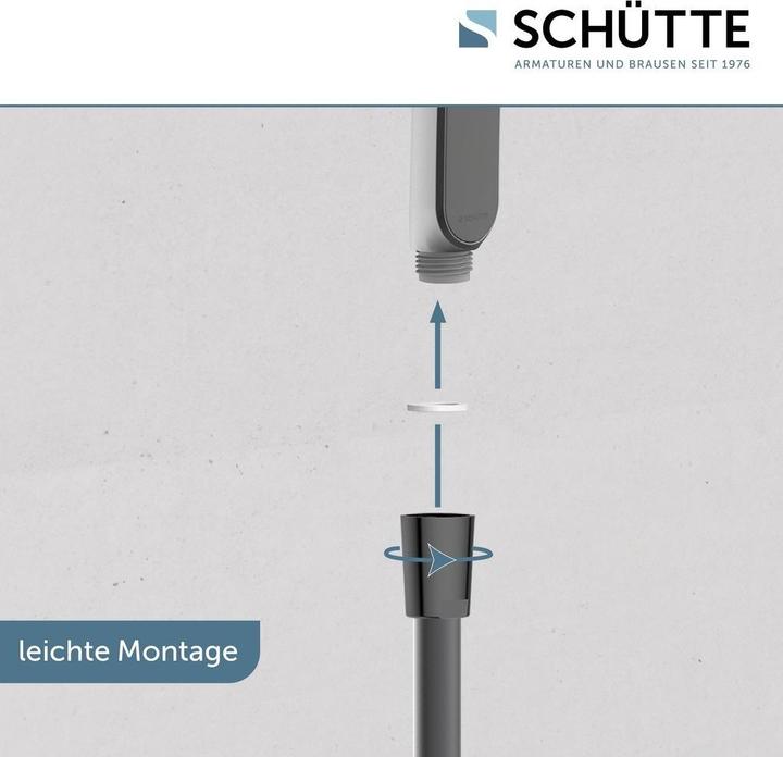 Actual product image Schütte Shower bar set bathroom KARIBIK bar shower set graphite matt oval Including hand shower 64202 (3 Beam types, 16 l/min)