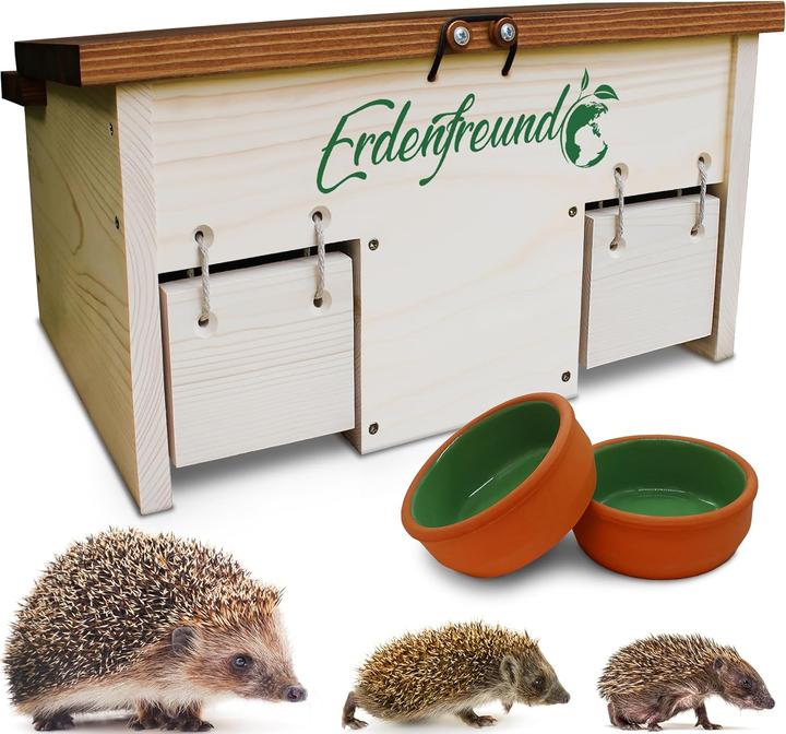 Immagine prodotto Erdenfreund Igelfutterhaus mit Rattenklappe & Napf-Set