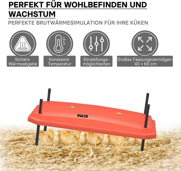 Image du produit Fudajo Panneau chauffant pour élevage de 45-50 poussins Plaque 40x60cm 66W avec thermostat