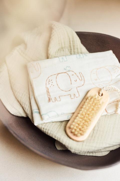 Actual product image Jollein Spucktücher Elephant Tales 3er Set (70 cm, 70 cm)