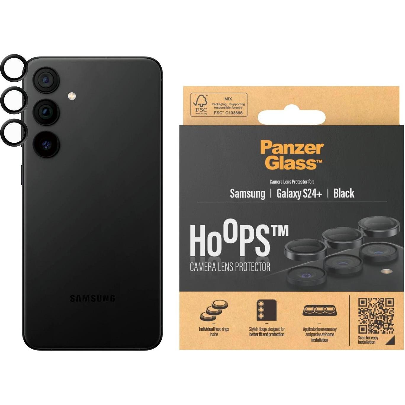 PanzerGlass Hoops Camera Lens Protector (1 Stück, Samsung Galaxy S24+), Smartphone Schutzfolie, Transparent