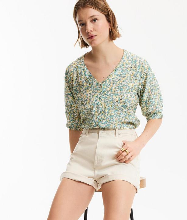 Immagine prodotto La Redoute Collections Bluse mit V-Ausschnitt und 3/4-Ärmeln mit Blumenmuster (S)