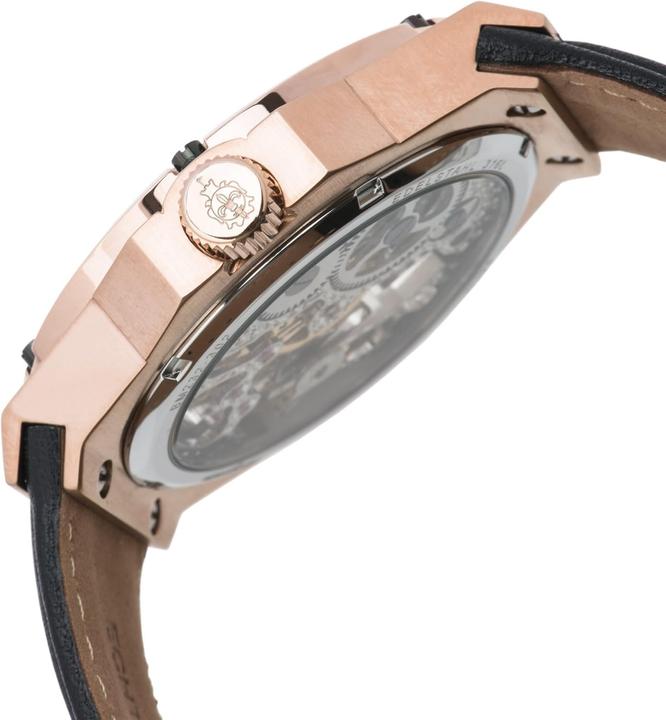 Produktbild Burgmeister Klassisches mechanisches Herrenarmbanduhr mit Ledergürtel und Glasboden (Skeleton-Uhr)