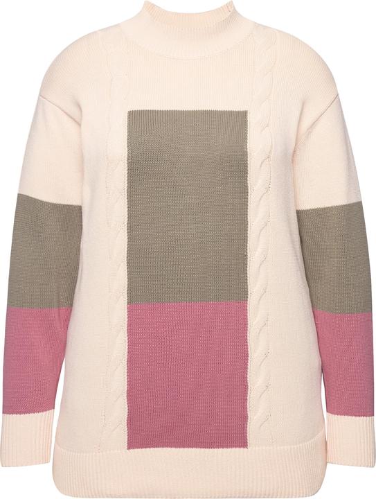 Produktbild Ulla Popken Pullover, Colorblocking, Stehkragen, Langarm (56)