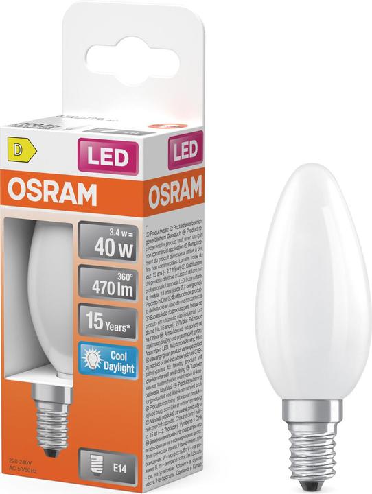Image du produit Osram LED Leuchtmittel LED Retrofit CLASSIC B 3.4W 865 Frosted E14 Kaltweiss 4099854467127 (E14, 470 lm, 1x)