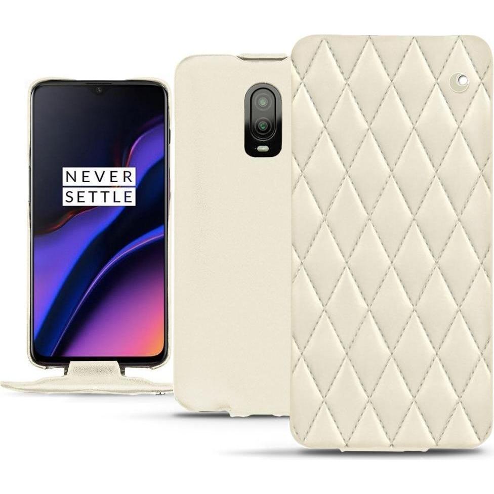 Noreve Lederschutzhülle vertikal (OnePlus 6T), Smartphone Hülle, Weiss