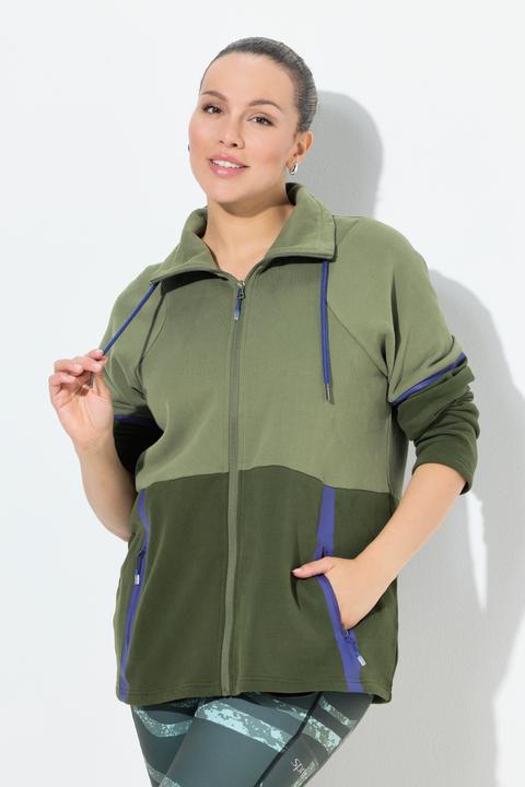 Actual product image Ulla Popken Two-Tone ZIp Front Pocket Sweatshirt (60)