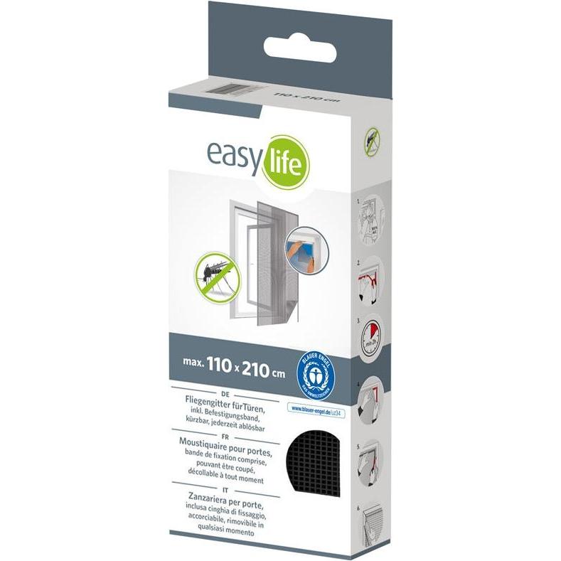 Easy Life, Zanzariera, MOSKITIERA DRZWI 2X60X210 CZARNY (60 x 210 cm)