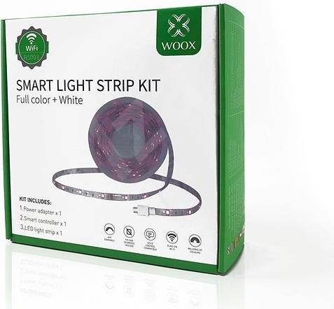 Immagine prodotto Woox Striscia LED intelligente + adattatore RGB+WW, Alexa, Google Home (Multicolore, 500 cm, Interno)