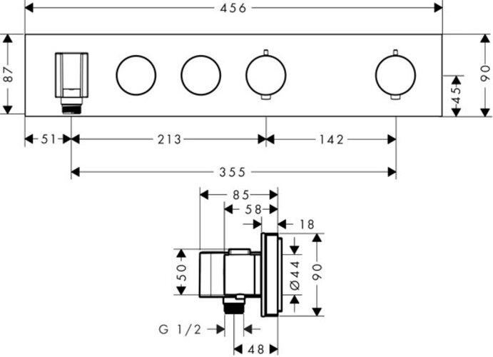 Actual product image Axor ShowerSolutions thermostat module Select 460/90, flush-mounted, 2 consumers, complete