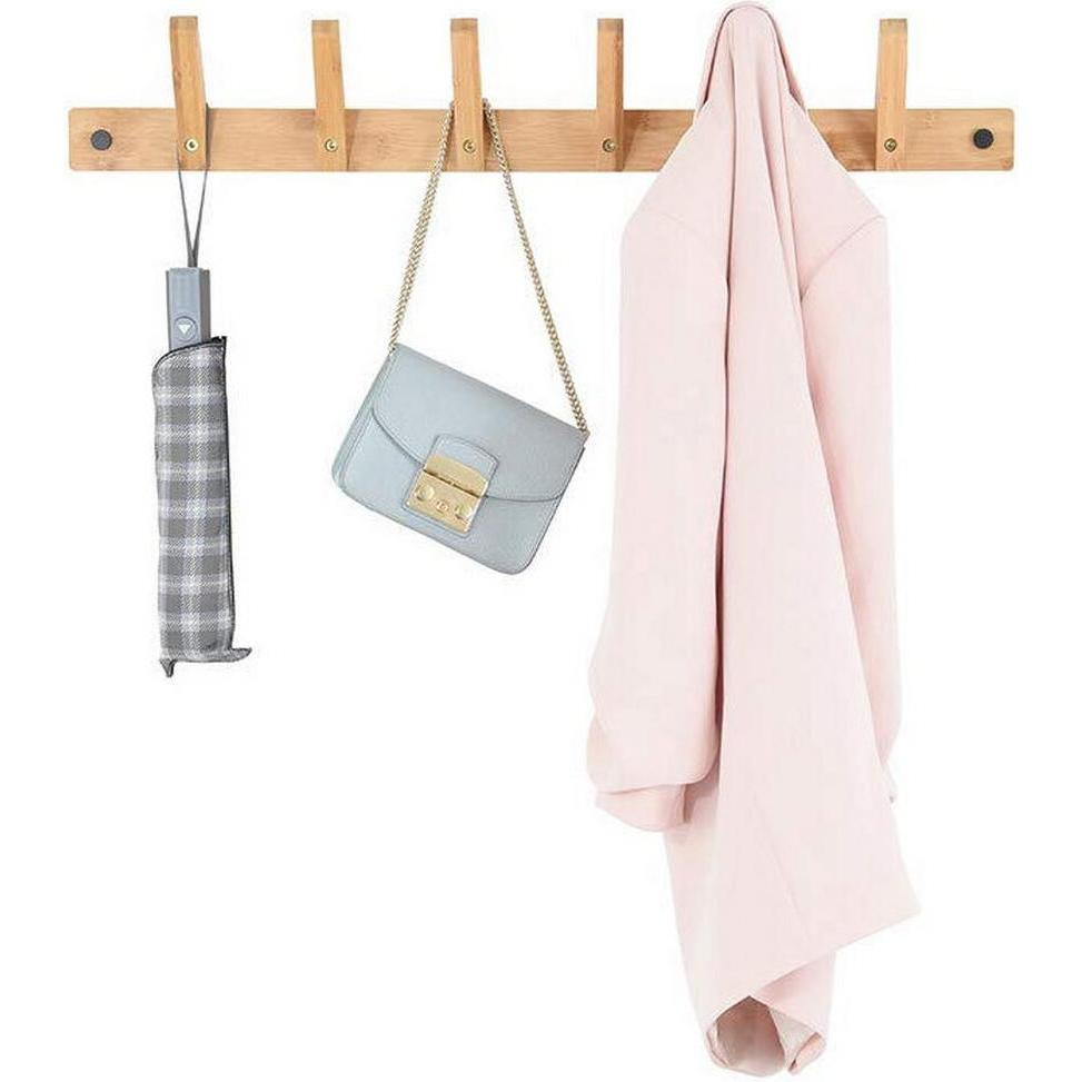 Domopak, Appendiabiti + Appendiabiti da parete, Wandgarderobe Living Bambus (75 x 12 x 12 cm)