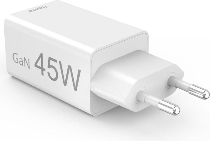 Image du produit Hama Chargeur rapide, 1x USB-C PD, 1x USB-A QC, mini-chargeur, 45 W, blanc (45 W)
