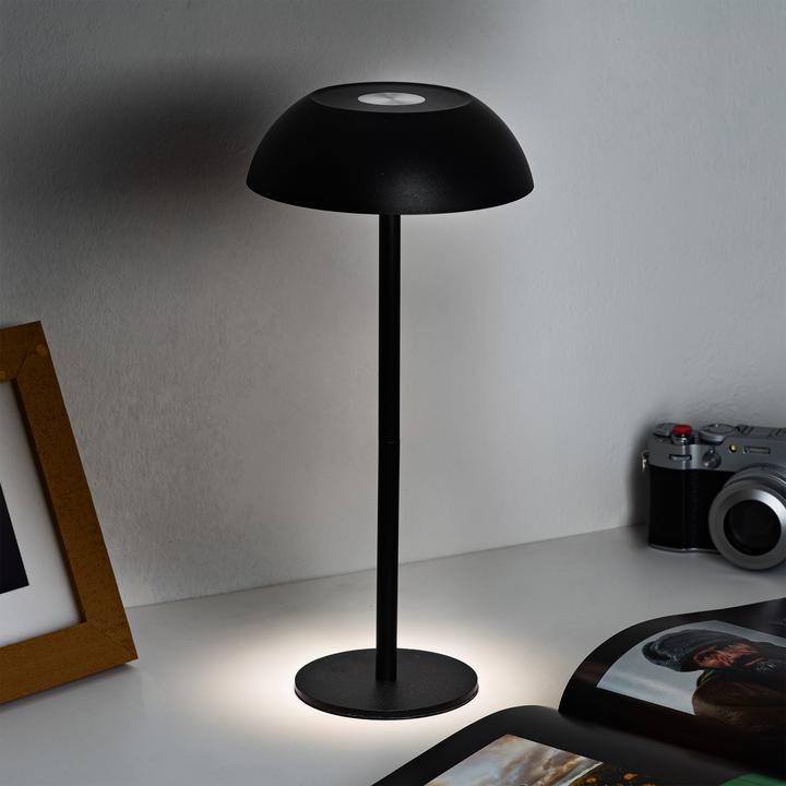 Actual product image Idena LED Tischleuchte Touch Tango Metall schwarz 15x33cm Akku USB dimmbar 3 Modi Innen