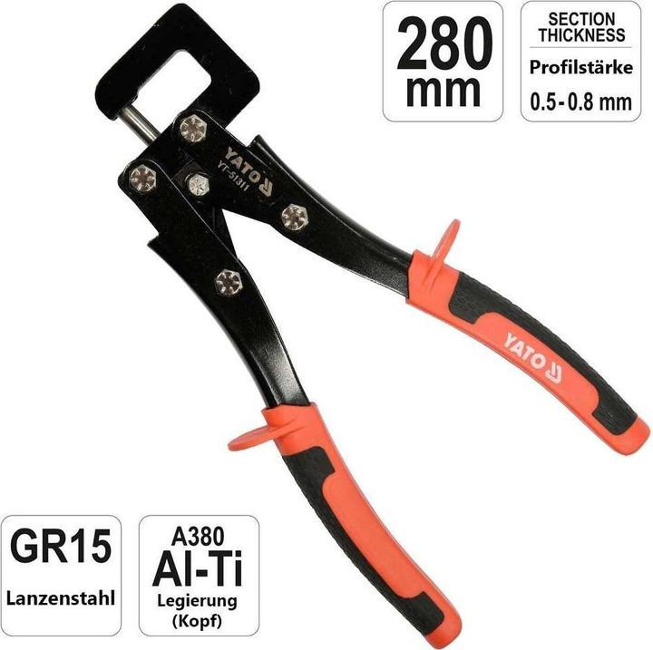Immagine prodotto Yato Pinze per profilati da 280 mm Pinze composte Costruzione a secco Collegamento di profili metallici (280 mm)
