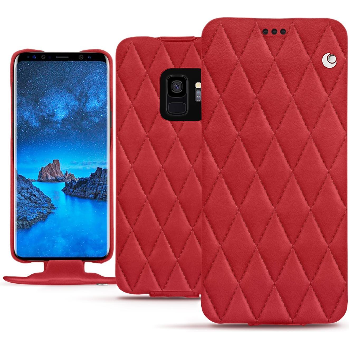 Noreve Lederschutzhülle vertikal (Samsung Galaxy S9), Smartphone Hülle, Rot