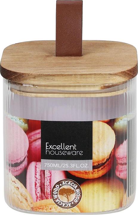 Image du produit Excellent Houseware Bocal à provisions avec couvercle en acacia, 750 ml (0.75 l)