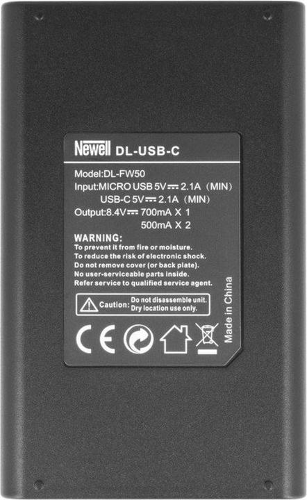 Actual product image Newell charger DL-USB-C + 2x Sony NP-FW50 (Camera battery charger)