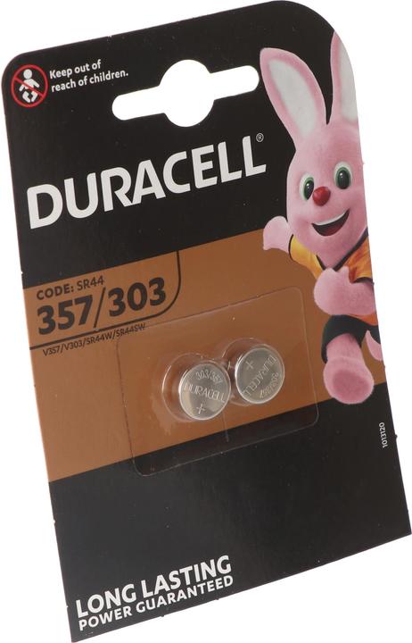 Actual product image Duracell 357, 303, V357, V303, SR44, SR44SW, Watch battery D357, blister of 2 (2 pcs., 190 mAh)