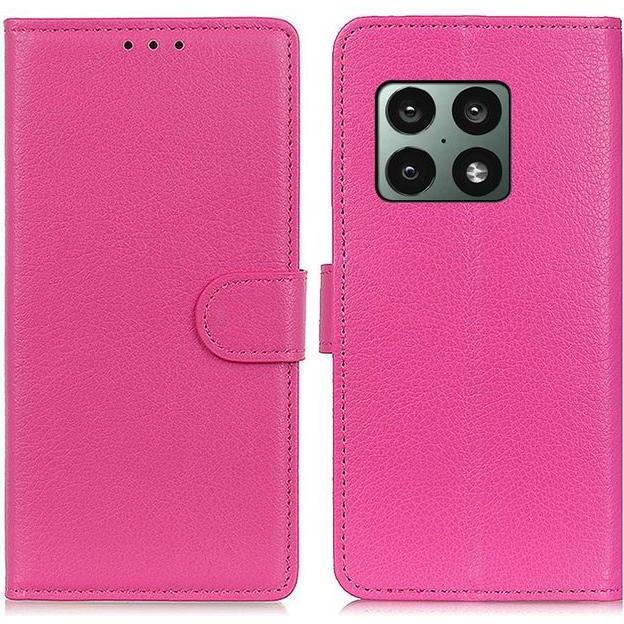Thumbnail - MU Classic Litchi Leder Bookcover Series (OnePlus 10 Pro), Smartphone Hülle, Rosa