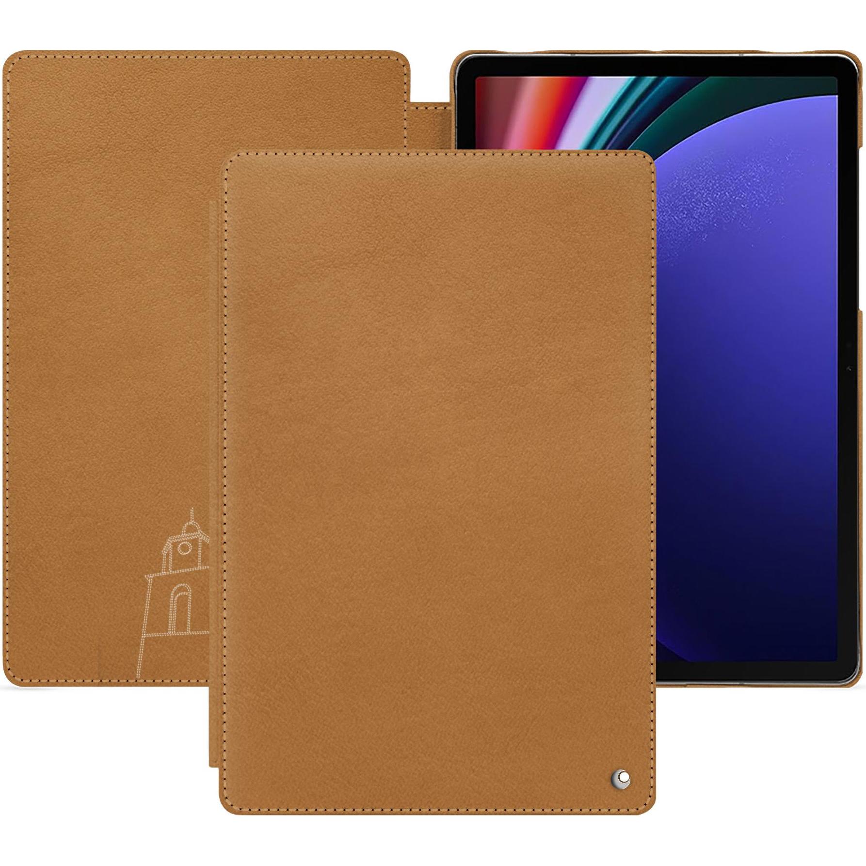 Noreve Lederschutzhülle horizontal (Galaxy Tab S9+), Tablet Hülle, Braun