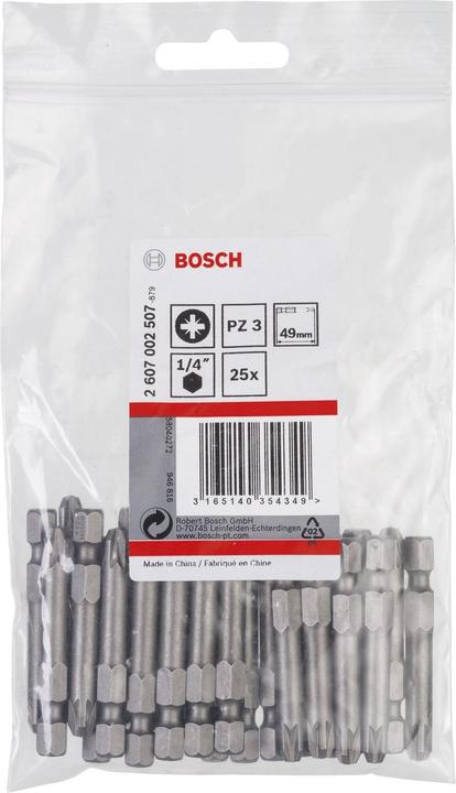 Produktbild Bosch Professional Zubehör Schrauberbit Extra-Hart PZ 3, 49 mm, 25er-Pack (Kreuz Pozidriv PZ)