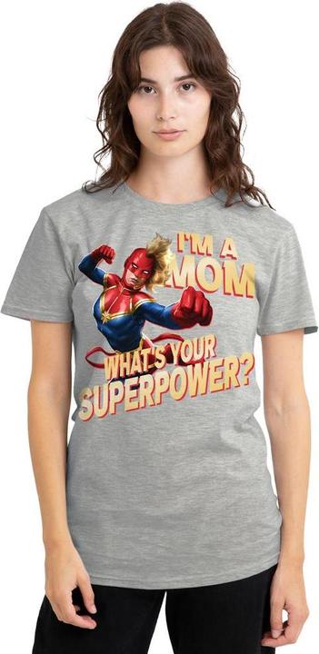 Produktbild Captain Marvel Mom Superpower TShirt meliert Muttertag (S)