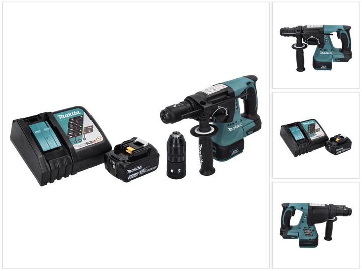 Actual product image Makita DHR 243 RT1 cordless hammer drill 18 V SDS plus Brushless + 1x battery 5.0 Ah + charger (Rechargeable battery operated)