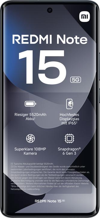 Immagine prodotto Xiaomi Redmi Note 15 5G (256 GB, Nero, 6.77", Doppia SIM Ibrida, 5G)
