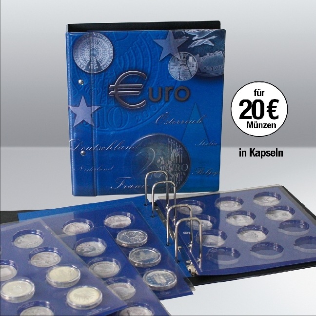 Immagine prodotto Schwäbische Albumfabrik Album da collezione per monete da 20 euro Topset, incl. 2 fogli di inserti per monete da 20 euro in