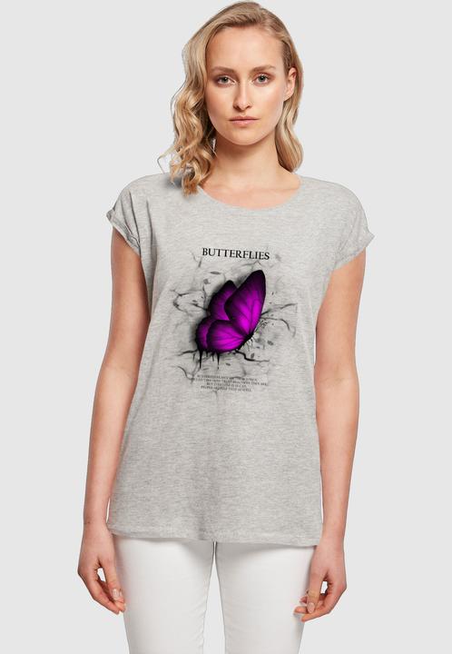 Produktbild Merchcode Ladies Butterflies Extended Shoulder Tee - 112637 (S)