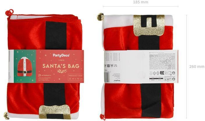 Produktbild Partydeco Weihnachtsmann-Geschenksack, 50 x 70 cm, Rot / Weiss (1x)