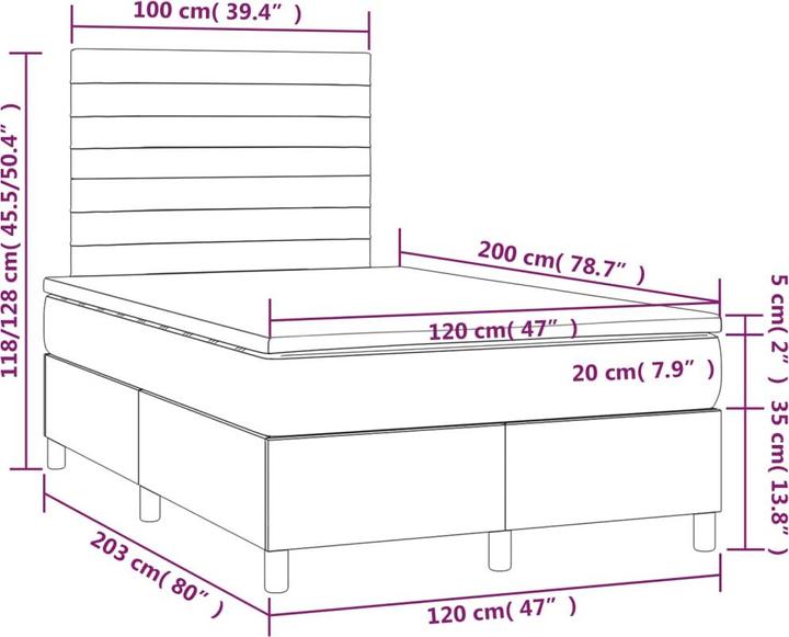 Produktbild vidaXL Boxspringbett (120 x 200 cm)
