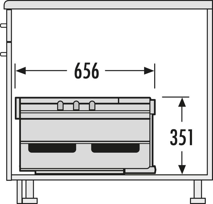 Productafbeelding Hailo Afvalemmer Rondo 3645121 Hoekafvalemmer 2 vakken voor 90x90 hoekonderkast 2x 18 liter binnenin (36 l)