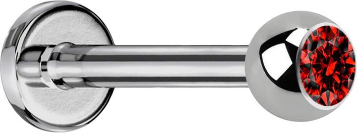 Produktbild Star Piercing Labret silber mit Kugel Kristall rot (Titan, ohne Messing)