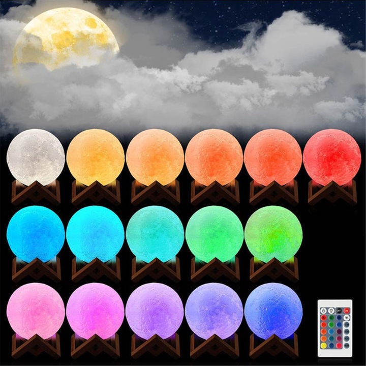 Image du produit Cover-Discount Lampe multicolore LED Lune 3D