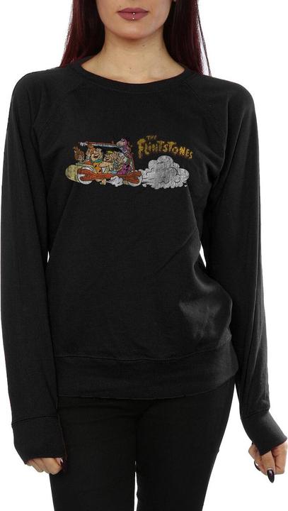 Actual product image The Flintstones Womens/Ladies Family Car Distressed Sweatshirt (S)