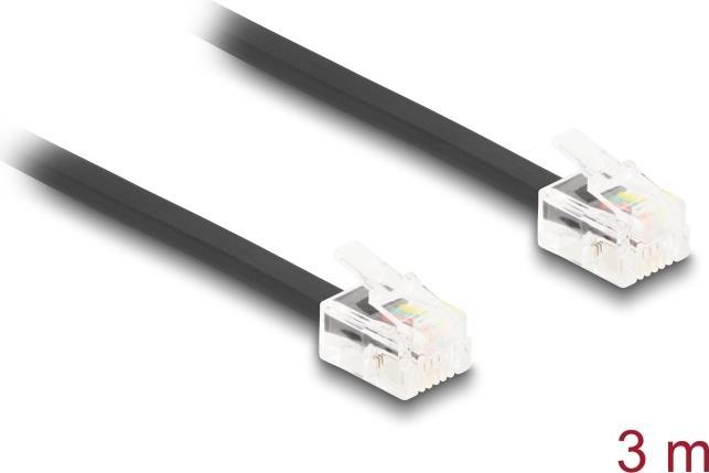 Produktbild Delock Telefonkabel RJ11 Stecker zu RJ11 Stecker schwarz 3 m