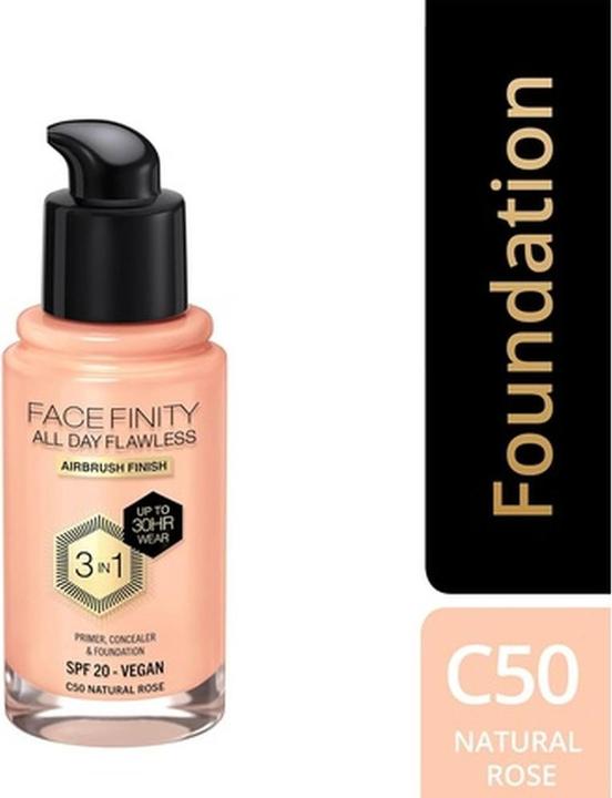 Actual product image Max Factor Facefinity Flawl 3In1 Fond de Teint 50 Natural (Natural)