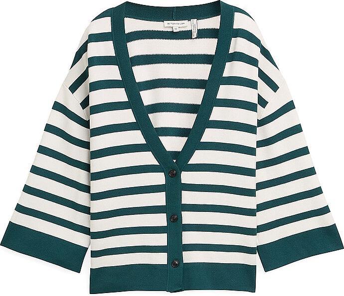 Dunkelgrün, White Sky Green Knit Stripe
