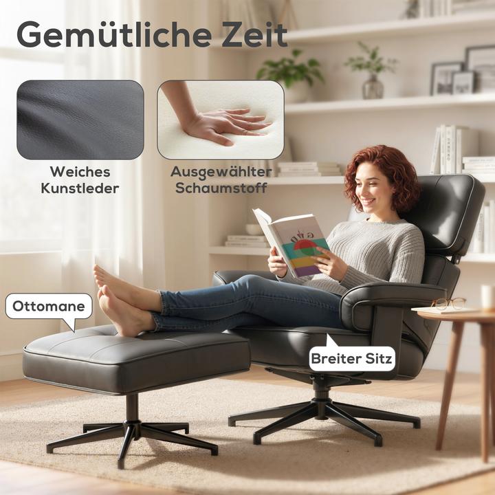 Produktbild Homcom Relaxsessel Kunstleder, Metall Schwarz