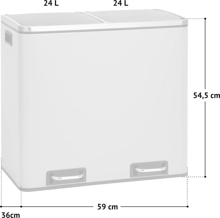 Produktbild Svita TM2X24 Treteimer mit Mülltrennsystem und Softclose (2 Fächer á 24 L) (48 l)