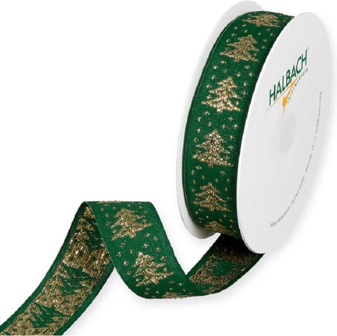 Produktbild Halbach Band Weihnachtsbaum grün 25mmx15m (1) (Geschenkband)