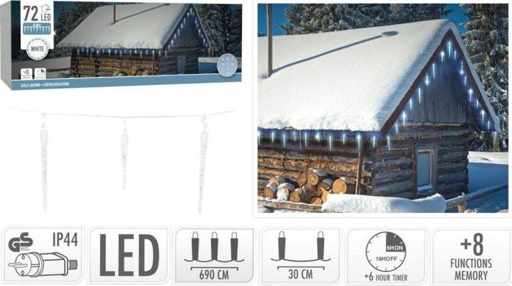 NoName Guirlande lumineuse à 72 LED - Glaçon - env. 690 cm (6.90 m)