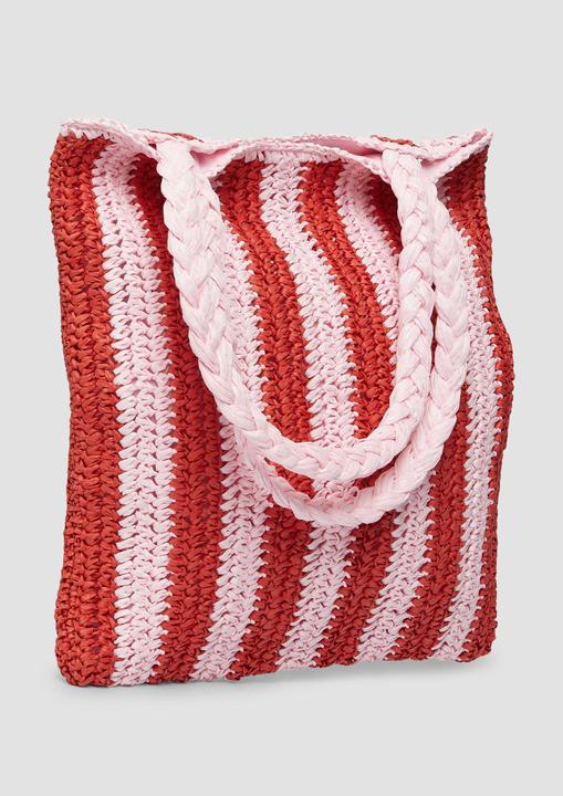 Actual product image S.Oliver Tasche Gestreifte Raffia-Tasche mit geflochtenem Henkel