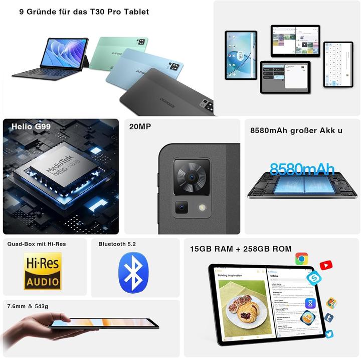 Actual product image Doogee T30 Pro (Tablette 4G - 11", 256 Go, 8 Go RAM) Gris (4G, 11", 256 GB, Grey)