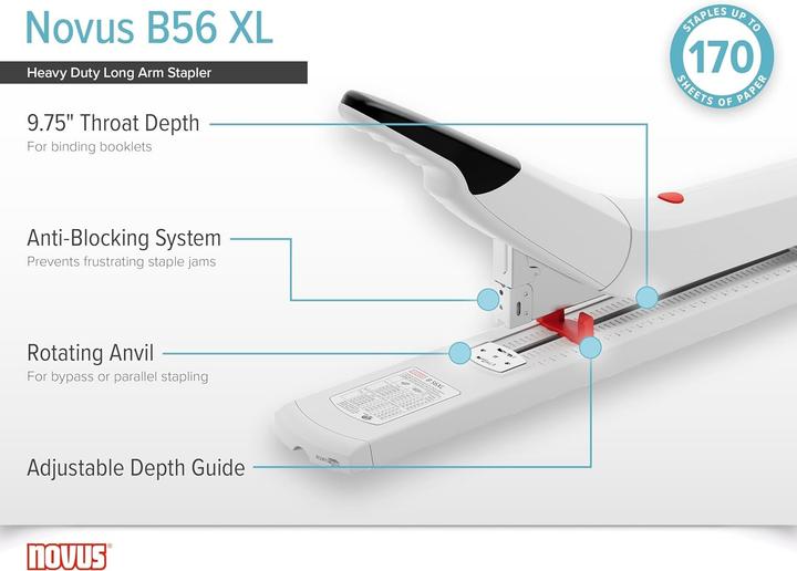 Produktbild Novus Heftgerät B56XL hellgrau-schwarz (170 Blätter)
