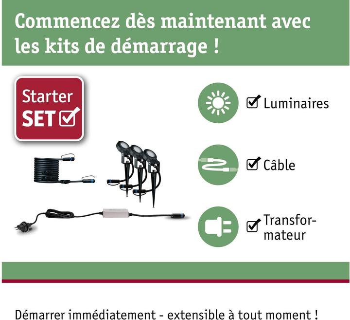 Image du produit Paulmann Kit de démarrage Outdoor Plug & Shine Sting (655 lm, IP67)