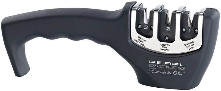Produktbild Rosenstein & Söhne 3-Stufen Diamant Hand-Messerschärfer für Stahl- & Keramikklingen