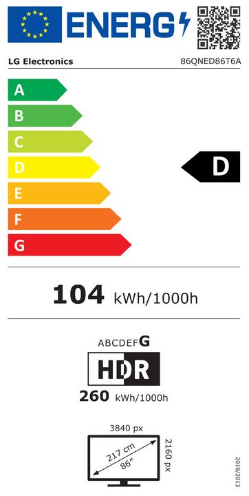 Energy Label LG 86QNED86T6A (86", QNED86, QNED, 4K, 2024)