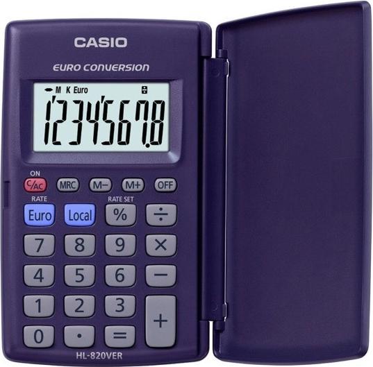 Actual product image Casio Pocket calculator HL-820VER, 8-digit, with currency conversion, thousands subdivision, protective (Solar cells, Batteries)
